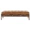 Hadley Rustic Brown Leather Wood Tufted Ottoman|Kathy Kuo Home