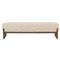Leith Modern Classic Cream Upholstered Brown Wood Bedroom Bench|Kathy Kuo Home