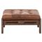 Hadley Rustic Lodge Brown Leather Wood Frame Tufted Ottoman|Kathy Kuo Home