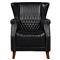 Sherriline Modern Classic Black Upholstered Leather Cushion Wing Chair|Kathy Kuo Home