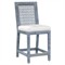 Mako Coastal Beach Blue Rattan White Performance Counter Stool|Kathy Kuo Home