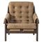 Hadley Rustic Lodge Light Brown Leather Wood Tufted Occasional Arm Chair|Kathy Kuo Home