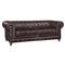 Farrah Rustic Lodge Dark Brown Leather Chesterfield Sofa - 90&quot;|Kathy Kuo Home
