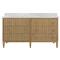 Worlds Away Odin Mid Century Modern White Marble Brown Oak Double Vanity Sink - 60&quot;|Kathy Kuo Home