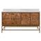 Worlds Away Clifford White Marble Dark Burl Oak Double Vanity Sink - 60"|Kathy Kuo Home
