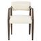 Pia Rustic Lodge Cream Sheepskin Brown Wood Dining Arm Chair|Kathy Kuo Home