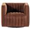 Leo Mid Century Modern Auburn Brown Velvet Swivel Chair|Kathy Kuo Home