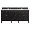 Gareth French Country Carrara Marble Black Wood Double Vanity Sink - 72&quot;|Kathy Kuo Home
