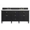 Gareth French Country White Zeus Quartz Black Wood Double Vanity Sink - 72&quot;|Kathy Kuo Home