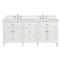 Gareth French Country Carrara Marble White Wood Double Vanity Sink - 72&quot;|Kathy Kuo Home