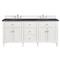 Gareth French Country Charcoal Quartz White Wood Double Vanity Sink - 72&quot;|Kathy Kuo Home