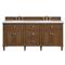 Gareth French Country Carrara Marble Brown Wood Double Vanity Sink - 72&quot;|Kathy Kuo Home