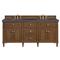 Gareth French Country Charcoal Quartz Brown Wood Double Vanity Sink - 72&quot;|Kathy Kuo Home
