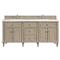 Gareth French Country White Zeus Quartz Whitewashed Wood Double Vanity Sink - 72&quot;|Kathy Kuo Home