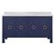 Worlds Away Blanche Regency White Marble Navy Linen Double Vanity Sink - 60&quot;|Kathy Kuo Home