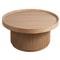 Mila Modern Classic Brown Tambour Oak Wood Round Coffee Table|Kathy Kuo Home