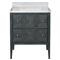 Bella Coastal Beach White Carrara Marble Navy Rattan Vanity Sink - 28&quot;|Kathy Kuo Home
