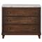Marion Updated Traditional White Marble Brown Reclaimed Wood Wide Nightstand|Kathy Kuo Home