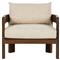 Aviel Rustic Lodge Beige Upholstered Teak Outdoor Barrel Arm Chair|Kathy Kuo Home