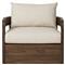 Aviel Rustic Lodge Beige Upholstered Teak Outdoor Swivel Chair|Kathy Kuo Home