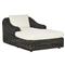 Celina Coastal Cream Upholstered Charcoal Teak Outdoor Chaise Lounge|Kathy Kuo Home