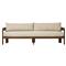 Aviel Rustic Lodge Beige Upholstered Teak Outdoor Sofa - 96&quot;|Kathy Kuo Home