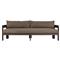 Aviel Rustic Lodge Brown Upholstered Teak Outdoor Sofa - 96&quot;|Kathy Kuo Home