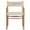 Mable Coastal Beach Off White Wicker Natural Teak Outdoor Dining Arm Chair|Kathy Kuo Home