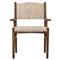 Hirom Rustic Lodge Woven Brown Teak Wood Outdoor Dining Arm Chair|Kathy Kuo Home