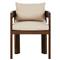 Aviel Rustic Lodge Beige Upholstered Teak Outdoor Dining Arm Chair|Kathy Kuo Home