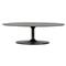Mona French Country Black Aluminum Oval Pedestal Outdoor Coffee Table|Kathy Kuo Home