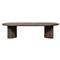 Paris Rustic Lodge Brown Teak Outdoor Oval Coffee Table|Kathy Kuo Home