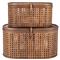 Myrtle Coastal Beach Dark Brown Rattan Decorative Box - Set of 2|Kathy Kuo Home