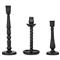 Carmen French Country Black Pine Wood Taper Candle Holder - Set of 3|Kathy Kuo Home