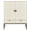 Maya Modern Classic Cream Linen Wrapped Bar Cabinet|Kathy Kuo Home