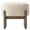 Leith Modern Classic Cream Boucle Brown Wood Round Stool|Kathy Kuo Home
