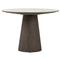 Skylar French White Marble Grey Oak Wood Round Pedestal Dining Table - 42&quot;W|Kathy Kuo Home