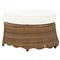 Cielo Coastal Beach White Sunbrella Brown Woven Wicker Demilune Outdoor Ottoman|Kathy Kuo Home