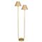 Polly Coastal Beach Rattan Shade Natural Brass Floor Lamp