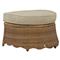 Cielo Coastal Beach Sand Sunbrella Woven Wicker Demilune Outdoor Ottoman|Kathy Kuo Home