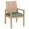 Green Sunbrella Ashland Natural Teak Outdoor Dining Arm Chair|Kathy Kuo Home