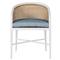 Havana Blue Sunbrella White Aluminum Outdoor Dining Arm Chair|Kathy Kuo Home
