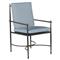 Roma Blue Sunbrella Slate Grey Aluminum Outdoor Dining Arm Chair|Kathy Kuo Home