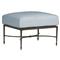Roma Modern Blue Sunbrella Slate Grey Aluminum Outdoor Ottoman|Kathy Kuo Home