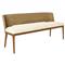 Adelyn Coastal Beach Heathered Ivory Crypton Brown Teak Woven Seagrass Bench|Kathy Kuo Home