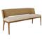 Adelyn Coastal Beach Cream Crypton Brown Teak Woven Seagrass Bench|Kathy Kuo Home