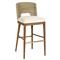 Adelyn Coastal Heathered Ivory Crypton Brown Teak Woven Seagrass Counter Stool|Kathy Kuo Home