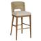 Adelyn Coastal Cream Crypton Brown Teak Woven Seagrass Counter Stool|Kathy Kuo Home