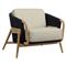 Palecek Casey Mid Century Beige Upholstered Black Rope Natural Teak Outdoor Lounge Chair|Kathy Kuo Home