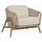 Palecek Casey Mid Century Beige Upholstered Taupe Rope Natural Teak Outdoor Lounge Chair
